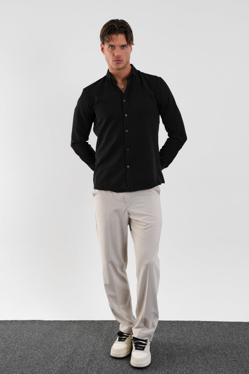 Flex Slim Fit Gömlek Siyah - Redline