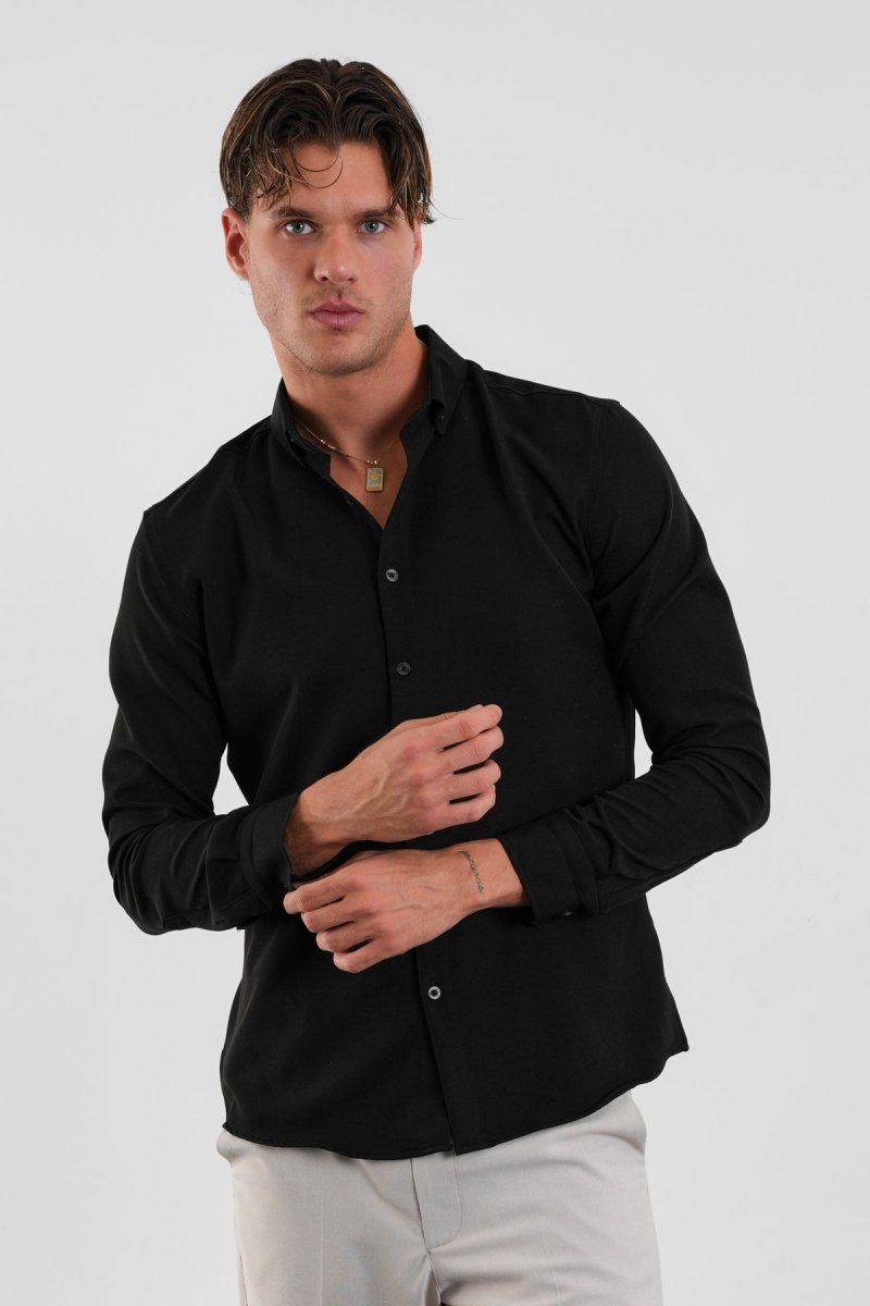 Flex Slim Fit Gömlek Siyah - Redline