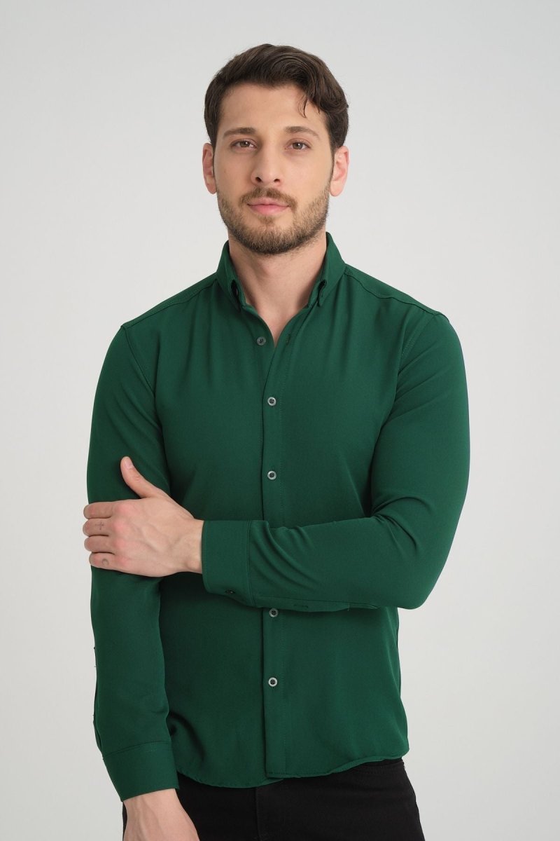 Flex Slim Fit Gömlek Yeşil - Redline