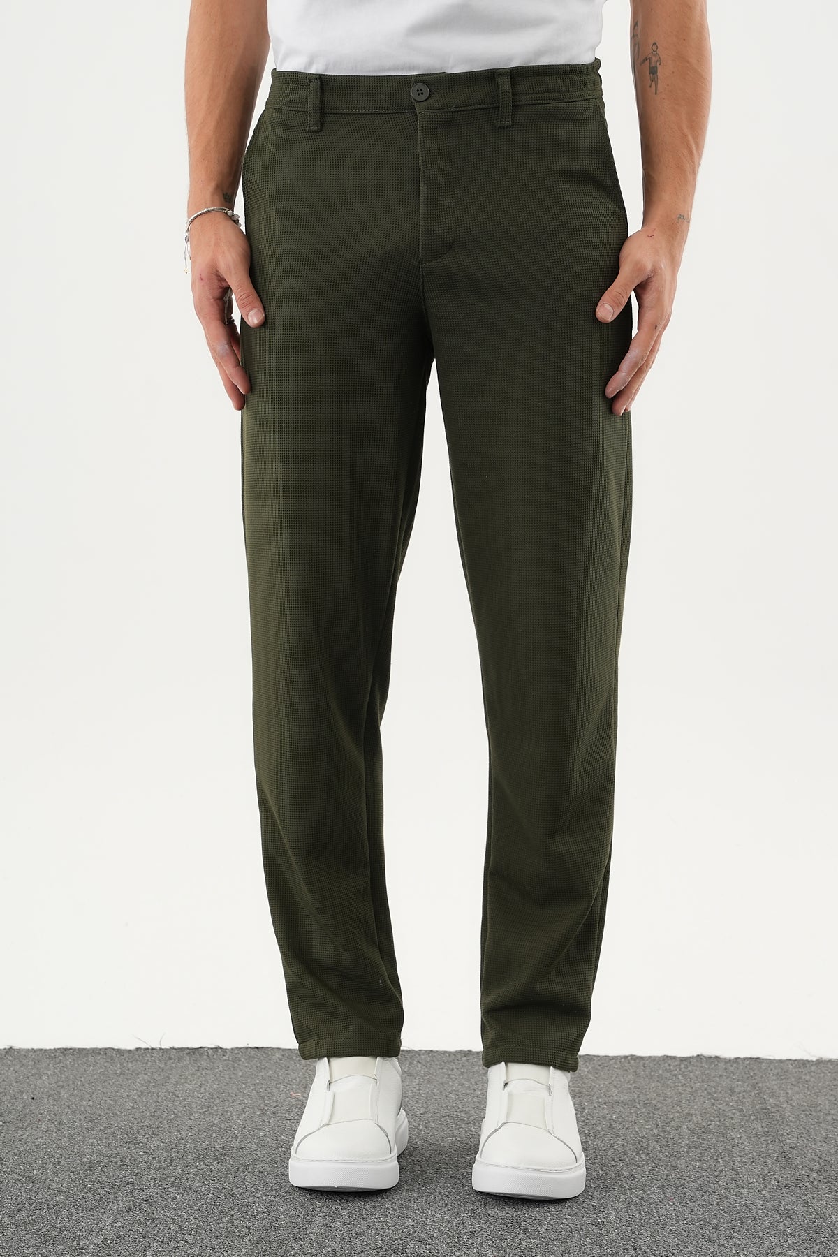 ARDEN Kışlık Kalın Slim Fit Kemerli Erkek Pantolon Haki