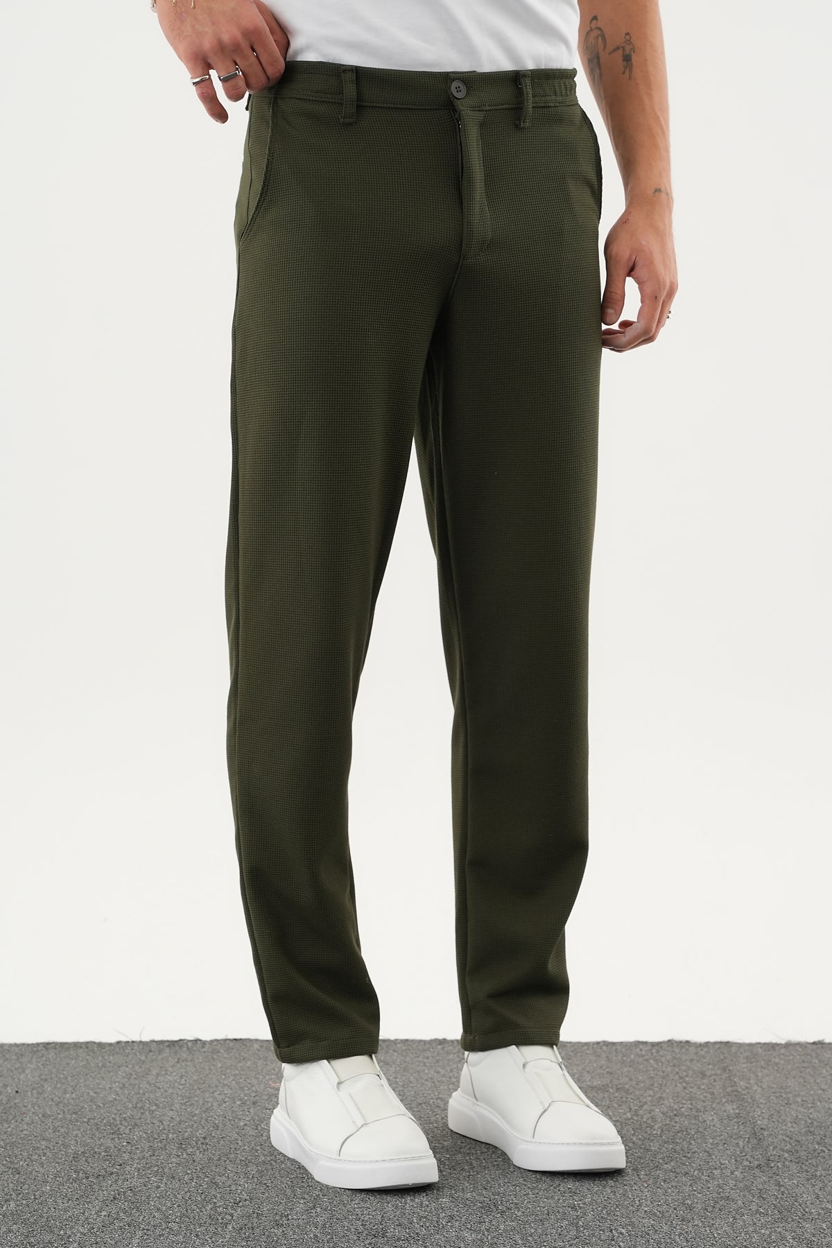 ARDEN Kışlık Kalın Slim Fit Kemerli Erkek Pantolon Haki