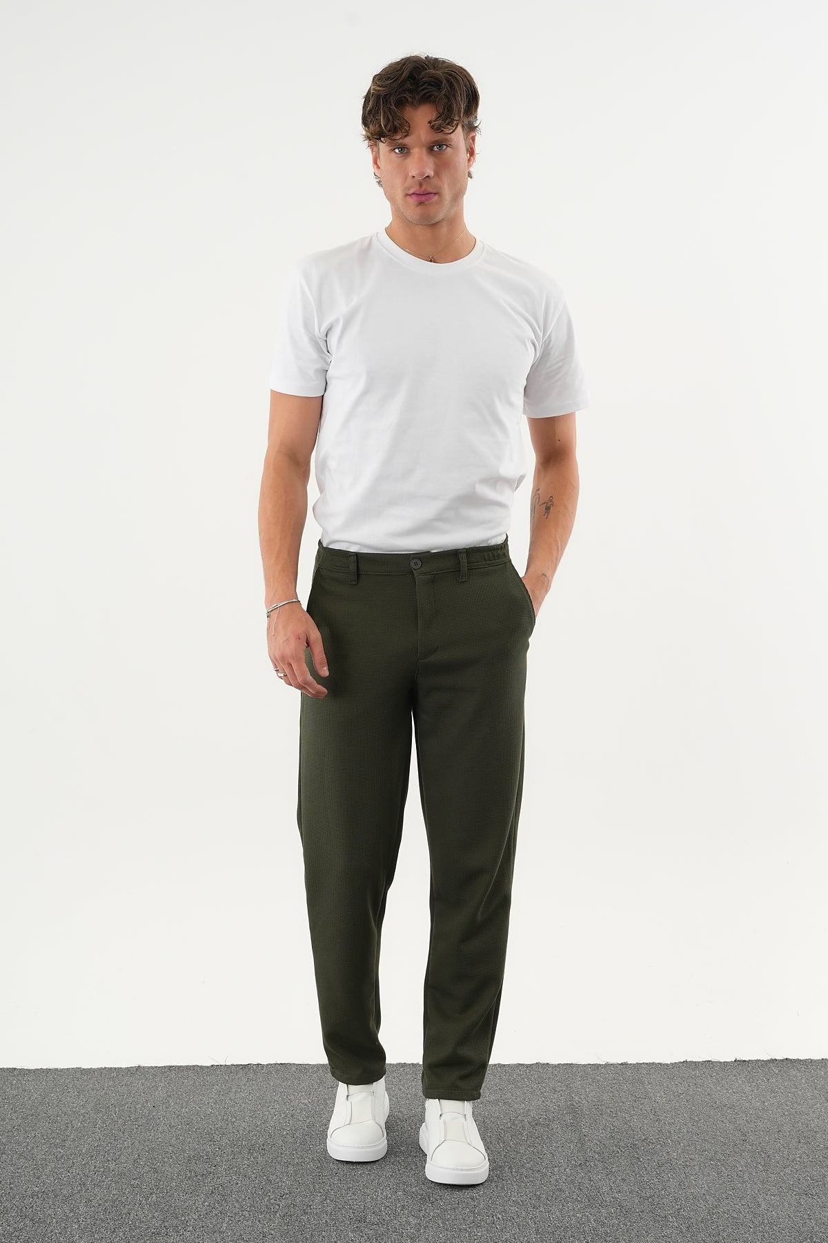 ARDEN Kışlık Kalın Slim Fit Kemerli Erkek Pantolon Haki