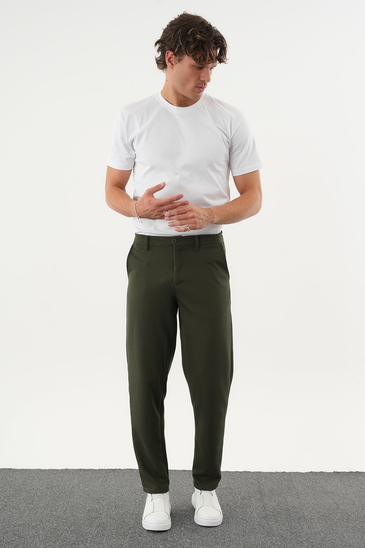 ARDEN Kışlık Kalın Slim Fit Kemerli Erkek Pantolon Haki