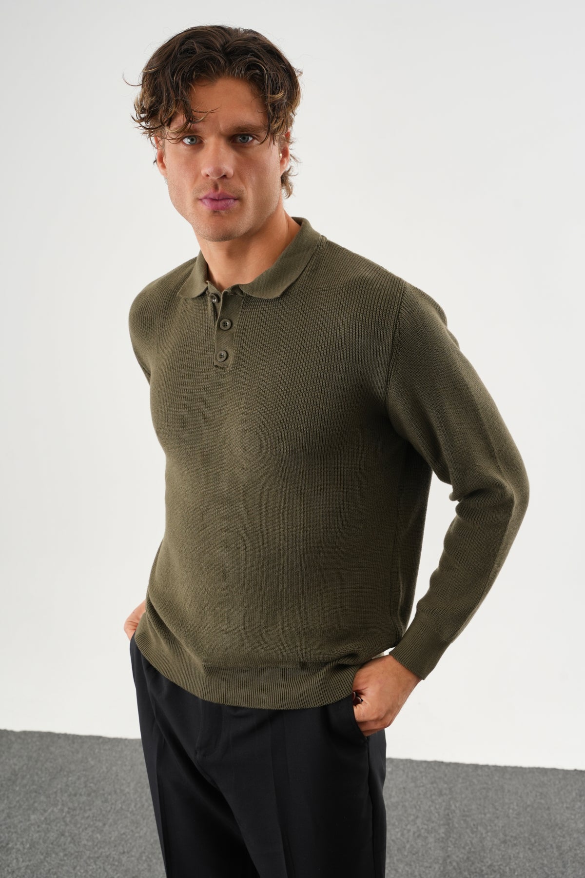 Holt Oversize Triko Uzun Kollu Kazak Haki