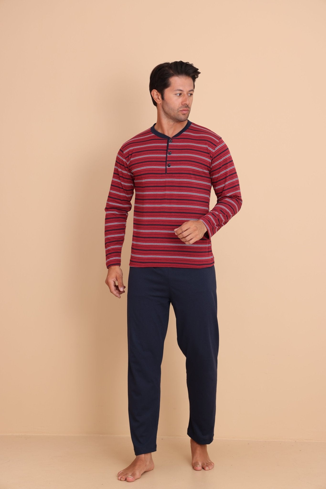 Hunt Regular Bordo Erkek Uzun Kol Pijama Takımı - Redline