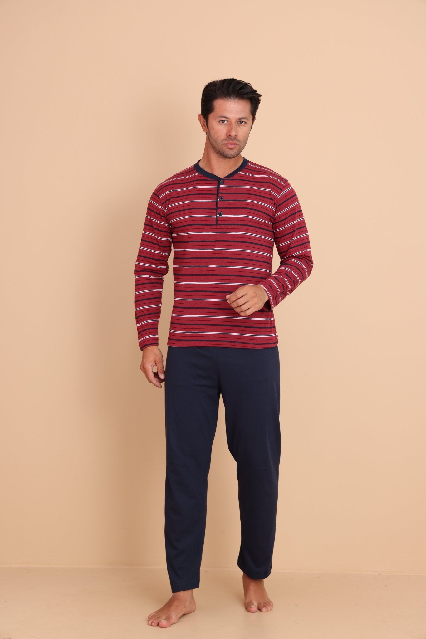 Hunt Regular Bordo Erkek Uzun Kol Pijama Takımı - Redline
