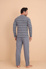 Hunt Regular Gri Erkek Uzun Kol Pijama Takımı - Redline