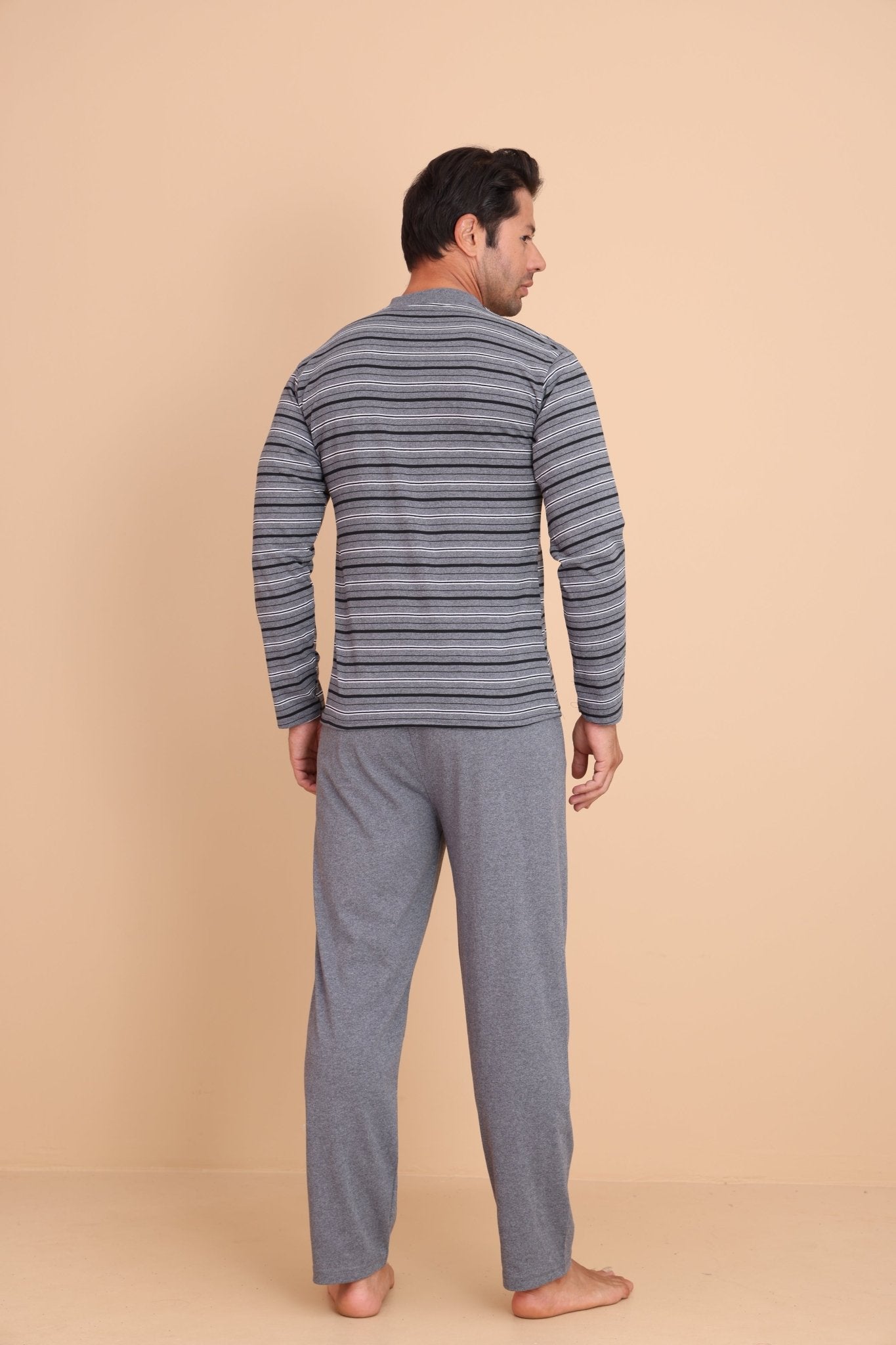 Hunt Regular Gri Erkek Uzun Kol Pijama Takımı - Redline