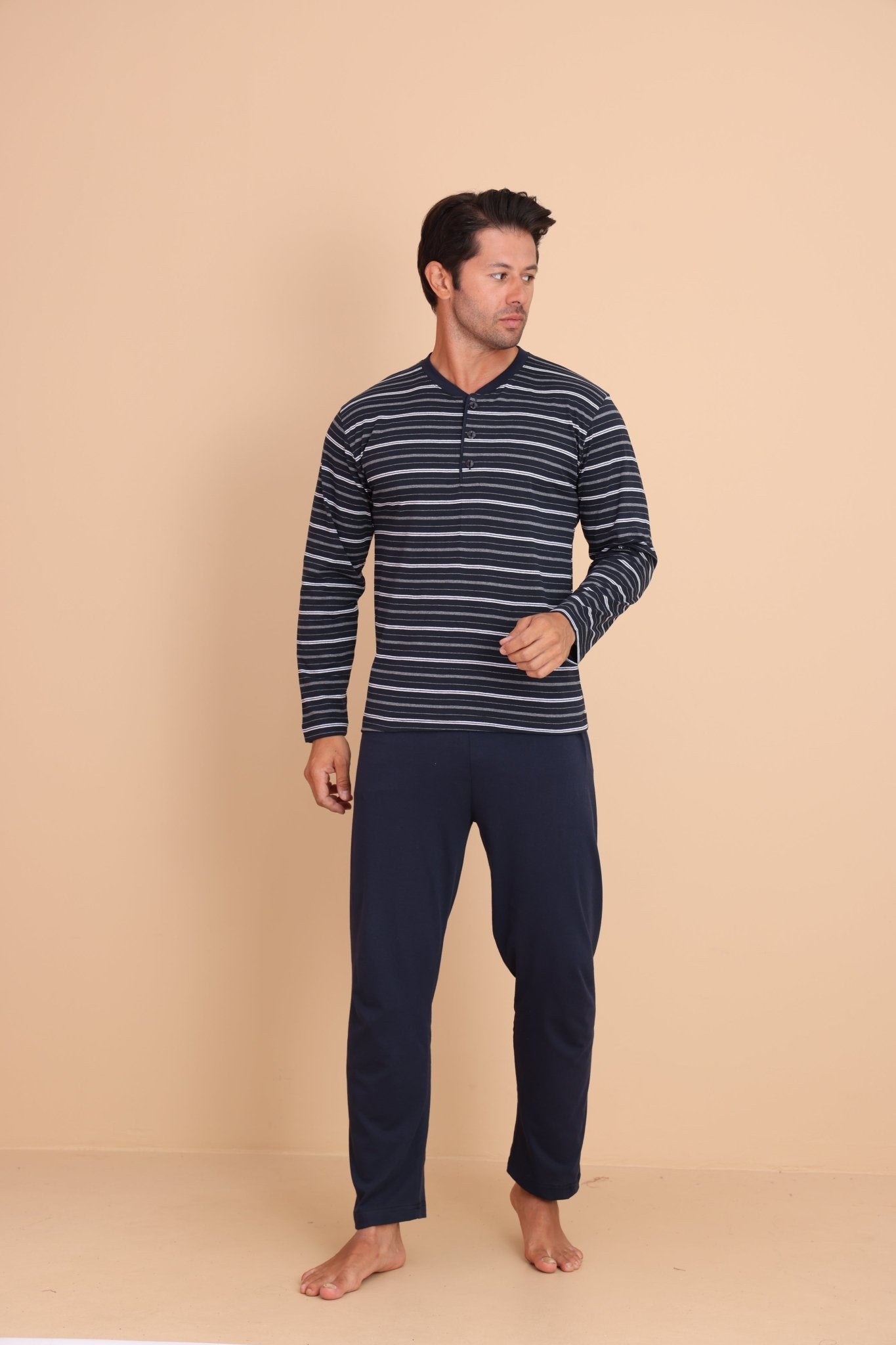 Hunt Regular Lacivert Erkek Uzun Kol Pijama Takımı - Redline