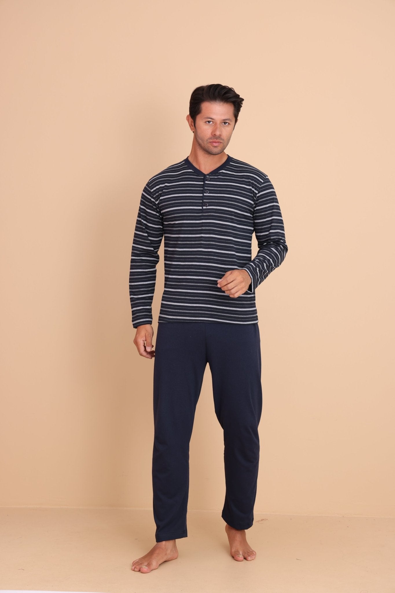 Hunt Regular Lacivert Erkek Uzun Kol Pijama Takımı - Redline