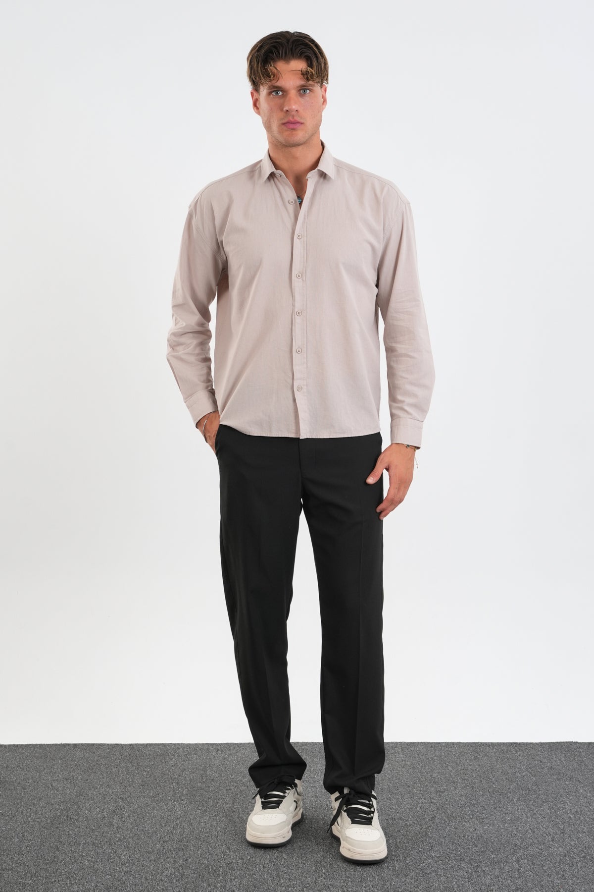 Infinity Comfort Fit Gömlek Bej - Redline