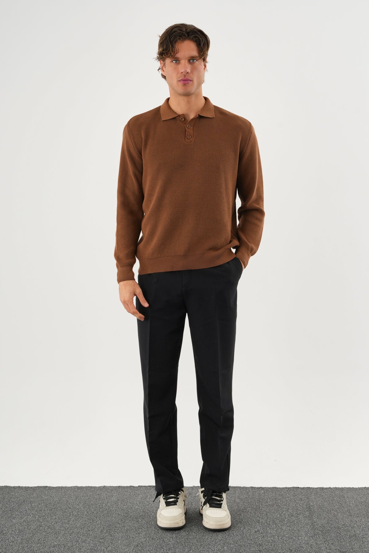 Holt Oversize Triko Uzun Kollu Kazak Kahve