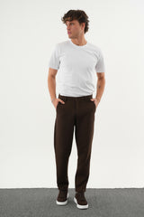 ARDEN Kışlık Kalın Slim Fit Kemerli Erkek Pantolon Kahverengi