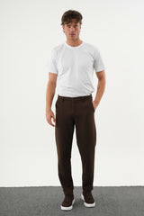 ARDEN Kışlık Kalın Slim Fit Kemerli Erkek Pantolon Kahverengi