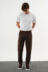 ARDEN Kışlık Kalın Slim Fit Kemerli Erkek Pantolon Kahverengi