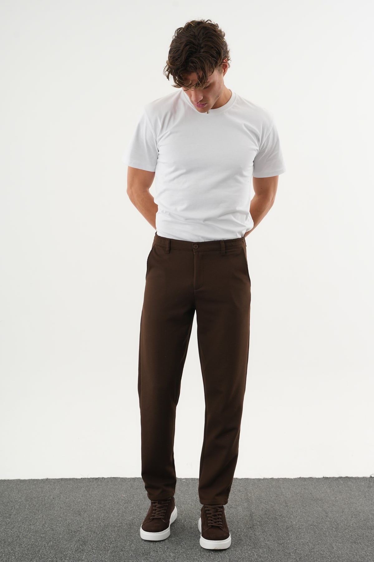 ARDEN Kışlık Kalın Slim Fit Kemerli Erkek Pantolon Kahverengi