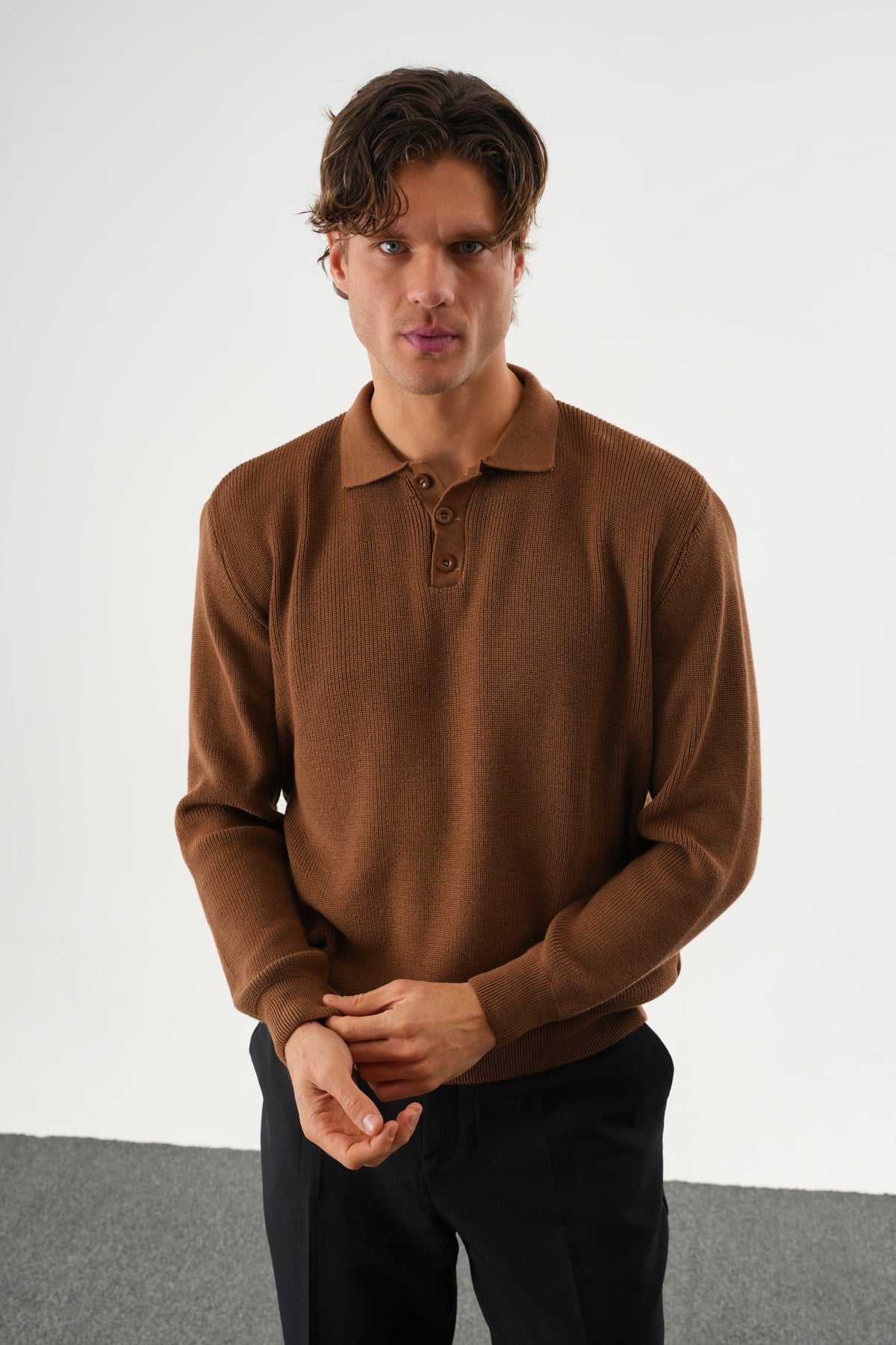 Holt Oversize Triko Uzun Kollu Kazak Kahve