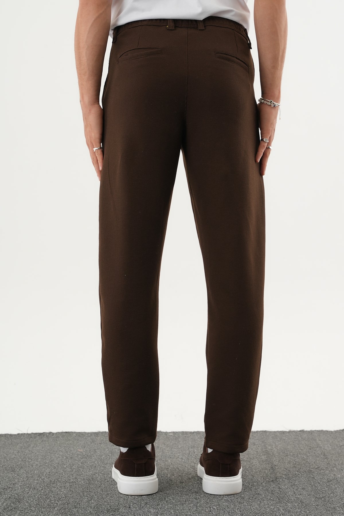 ARDEN Kışlık Kalın Slim Fit Kemerli Erkek Pantolon Kahverengi