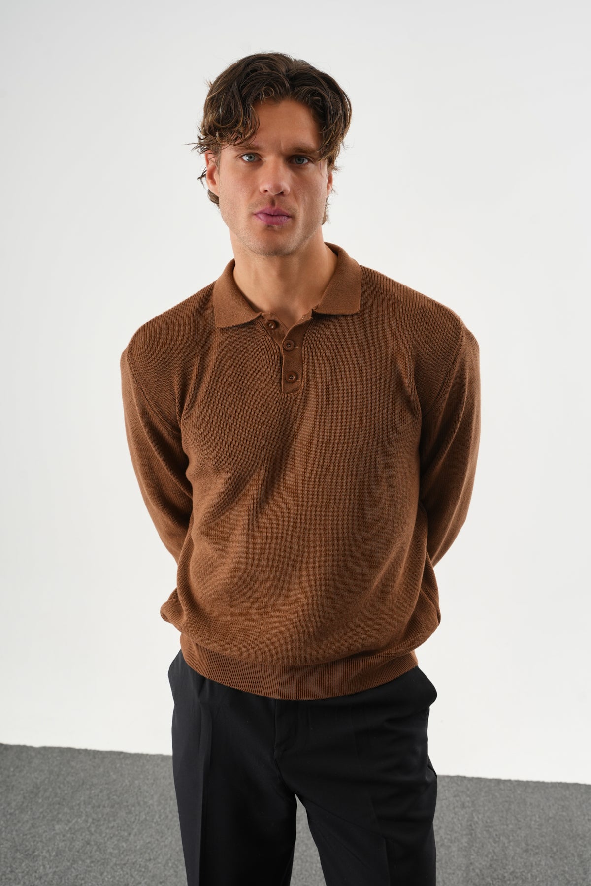 Holt Oversize Triko Uzun Kollu Kazak Kahve