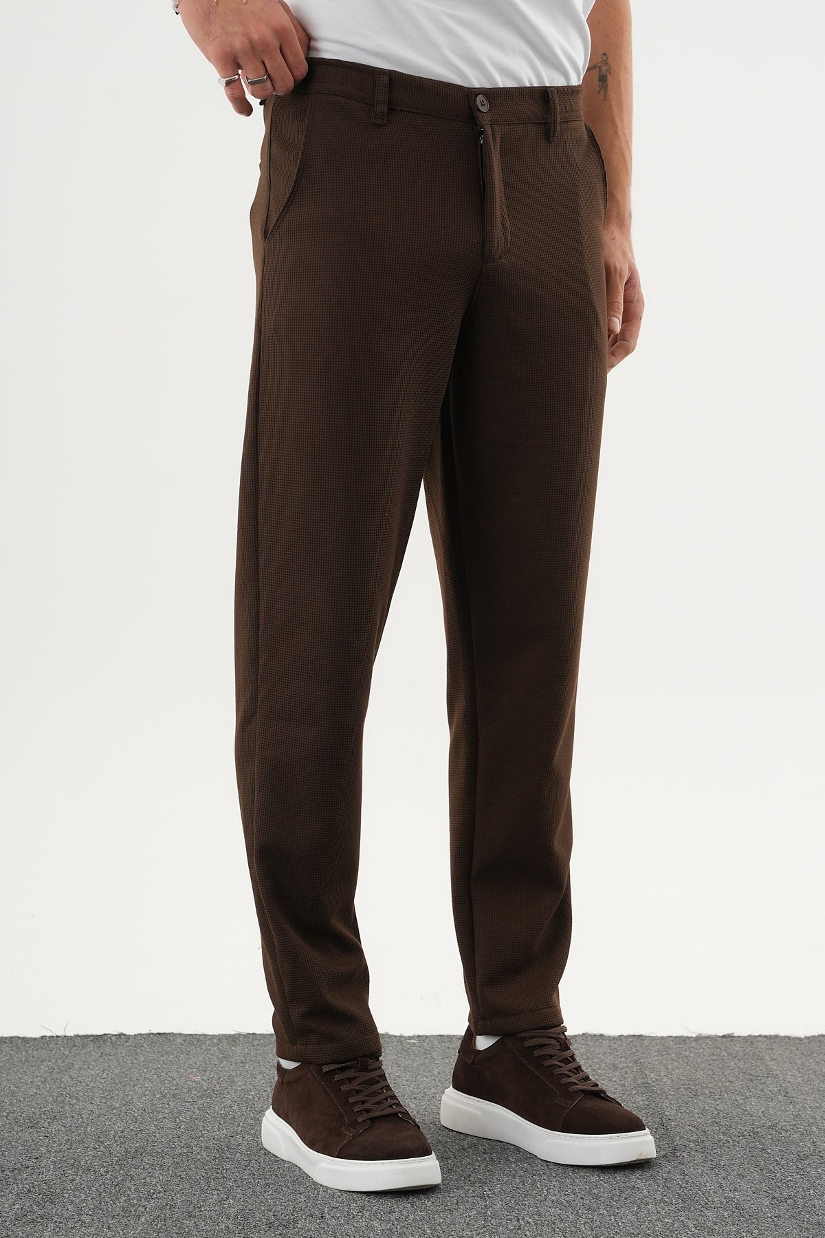 ARDEN Kışlık Kalın Slim Fit Kemerli Erkek Pantolon Kahverengi