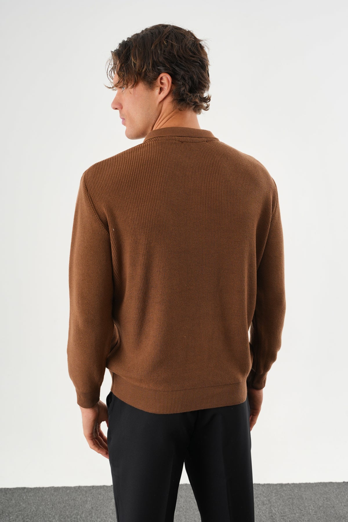 Holt Oversize Triko Uzun Kollu Kazak Kahve