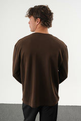 TAREN Oversize Erkek Kışlık Düğmeli Sweatshirt Siyah