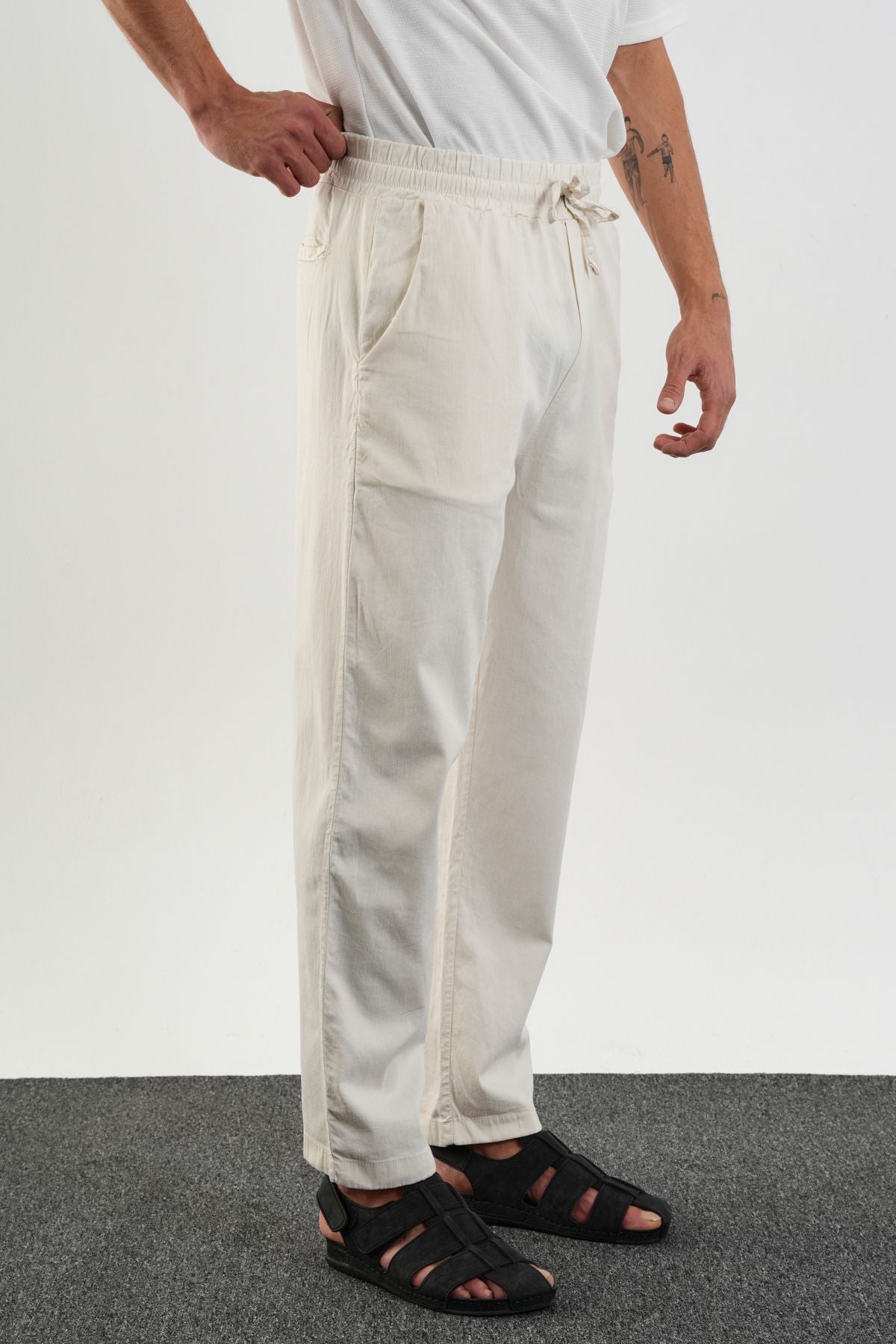 Karalyan Comfort Fit Pantolon Ekru - Redline