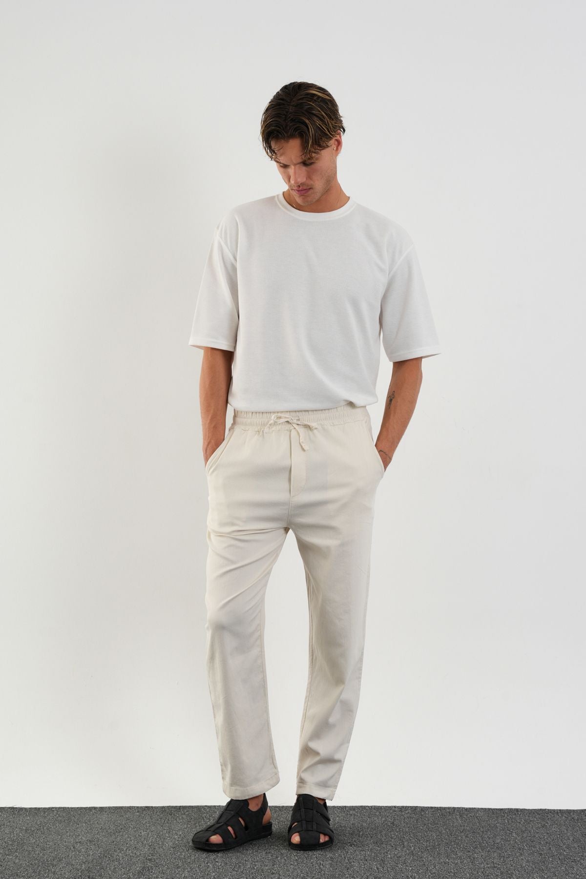 Karalyan Comfort Fit Pantolon Ekru - Redline