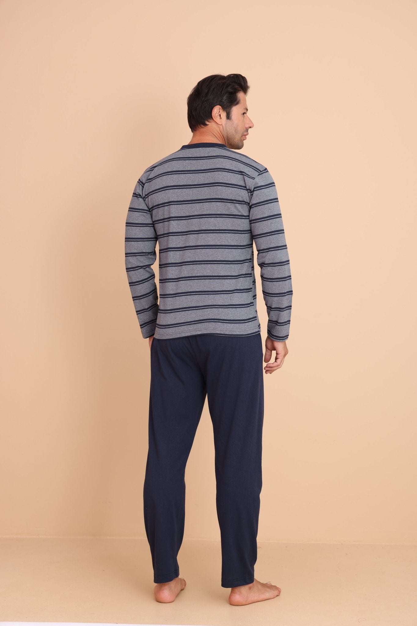 Knit Regular Gri Erkek Uzun Kol Pijama Takımı - Redline