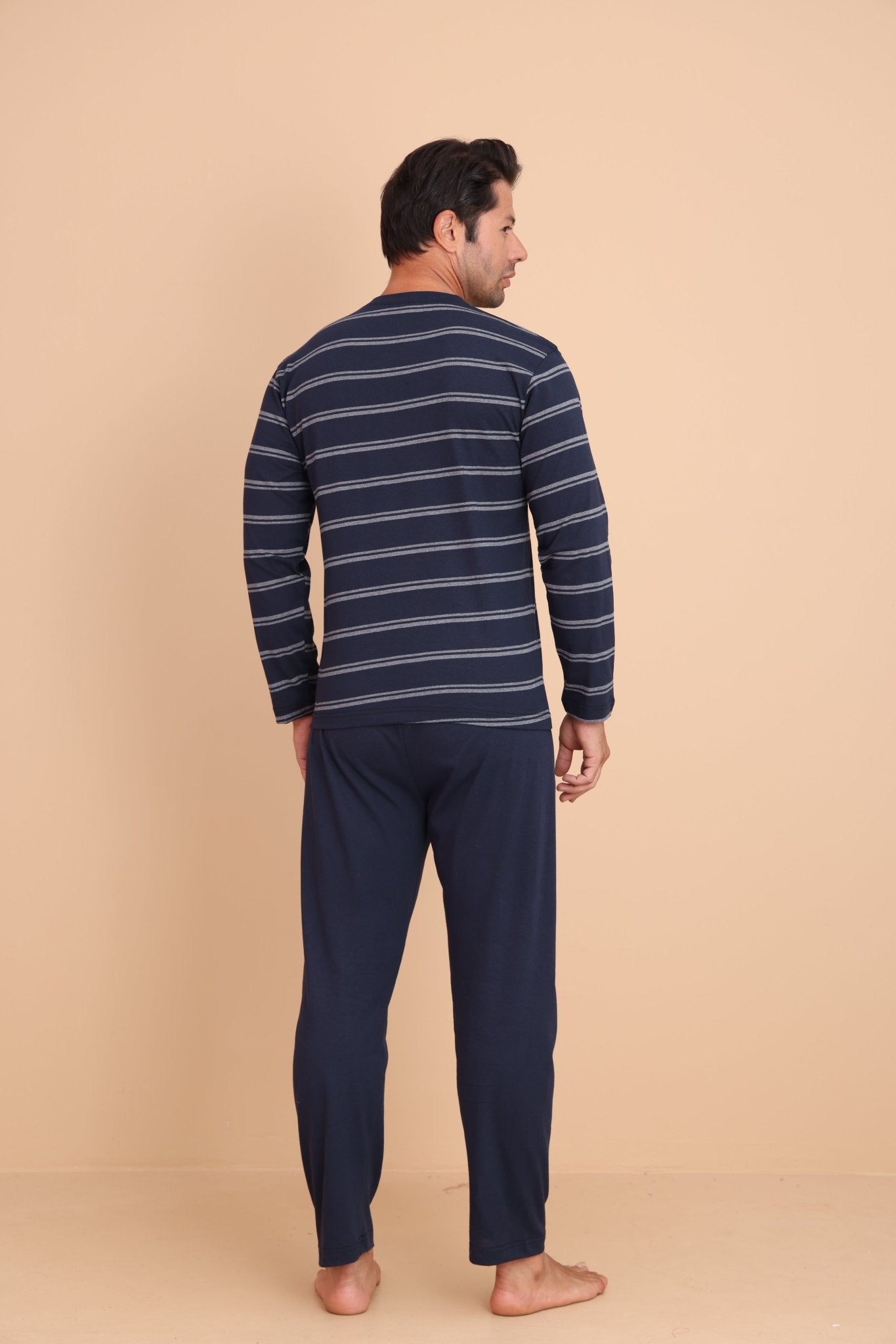 Knit Regular Lacivert Erkek Uzun Kol Pijama Takımı - Redline