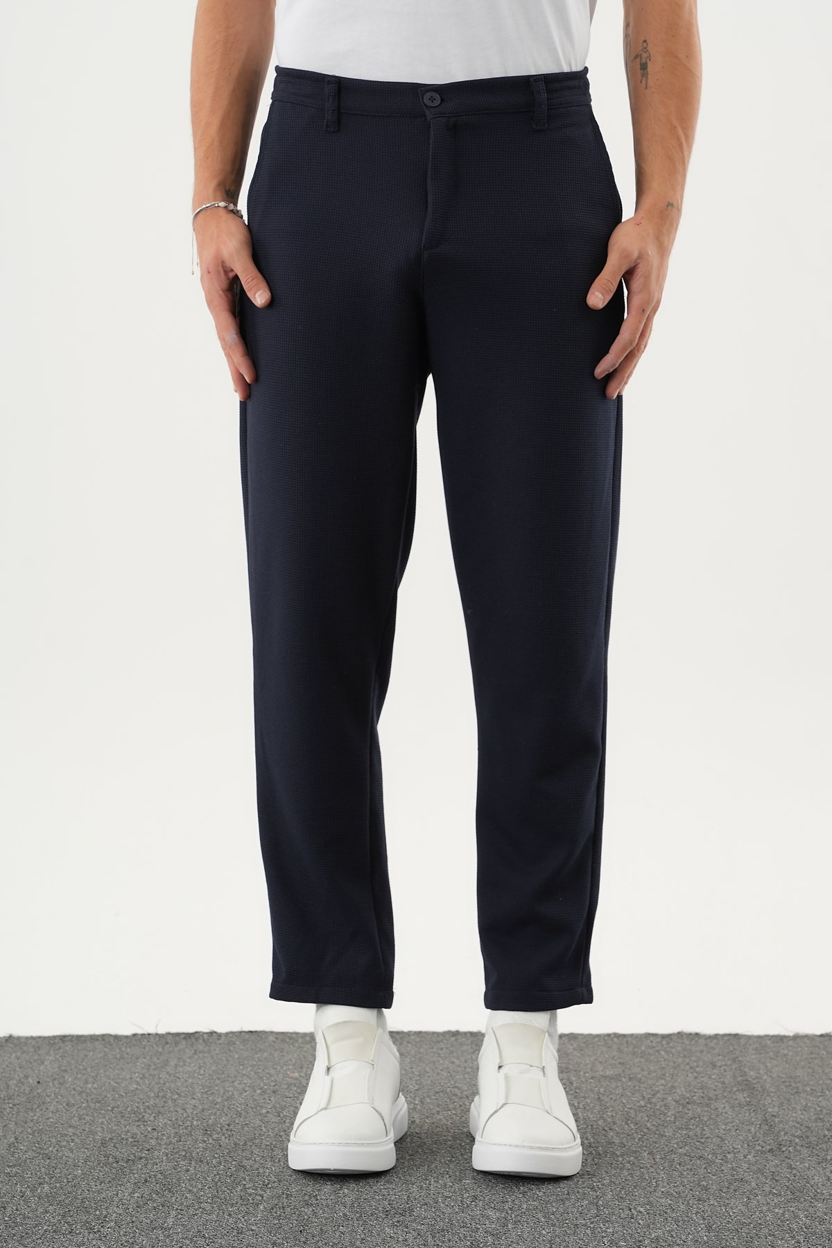 ARDEN Kışlık Kalın Slim Fit Kemerli Erkek Pantolon Lacivert