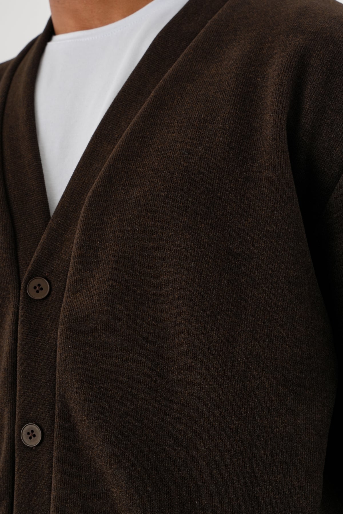 NOBLE V Yaka Kışlık Hırka Lacivert Kahverengi