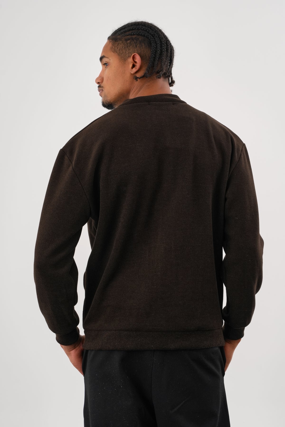 NOBLE V Yaka Kışlık Hırka Lacivert Kahverengi