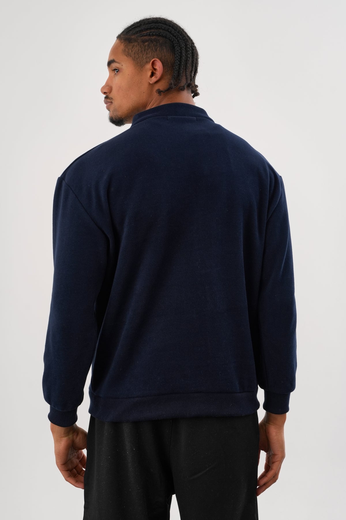 NOBLE V Yaka Kışlık Hırka Lacivert