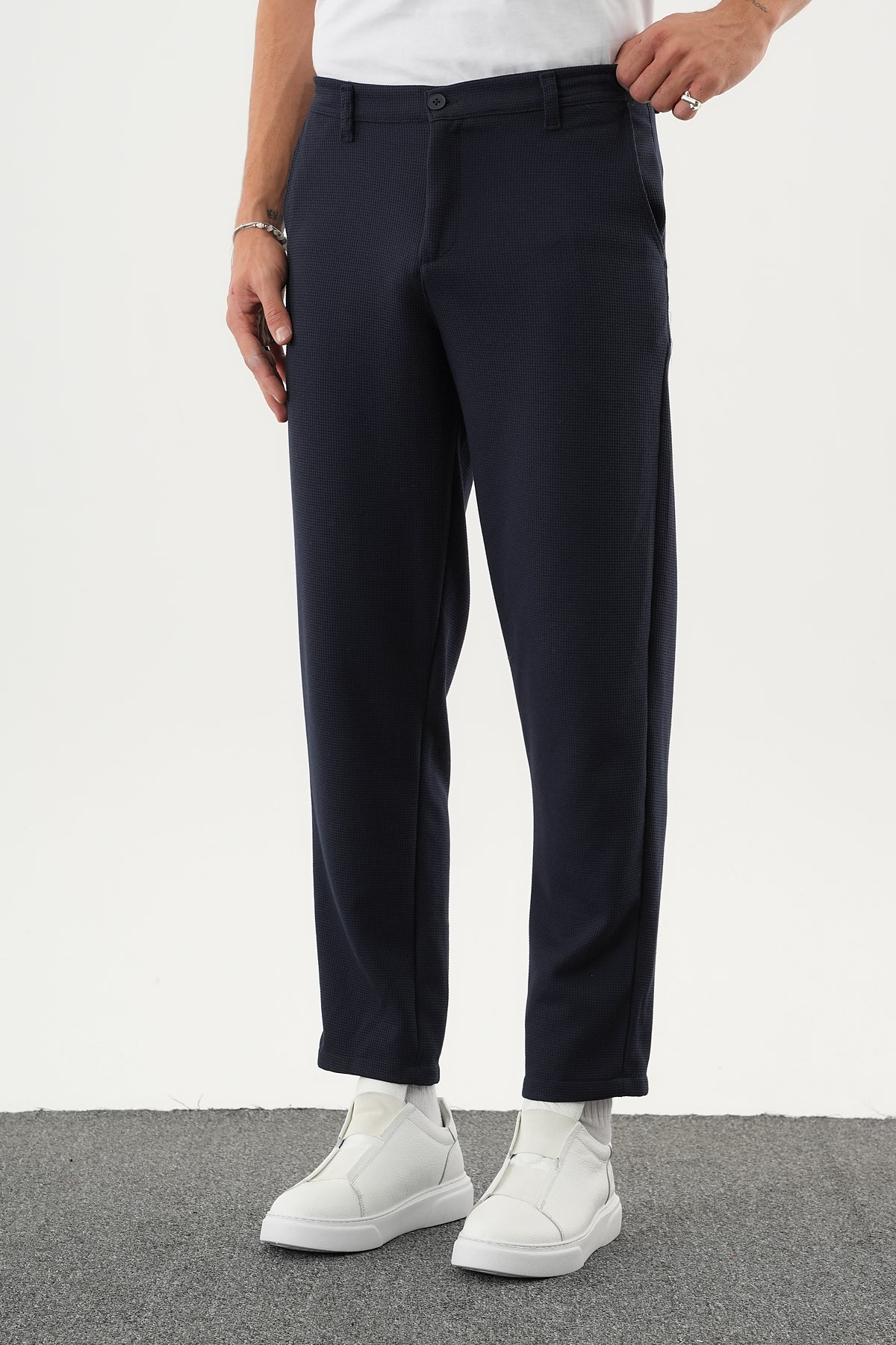 ARDEN Kışlık Kalın Slim Fit Kemerli Erkek Pantolon Lacivert