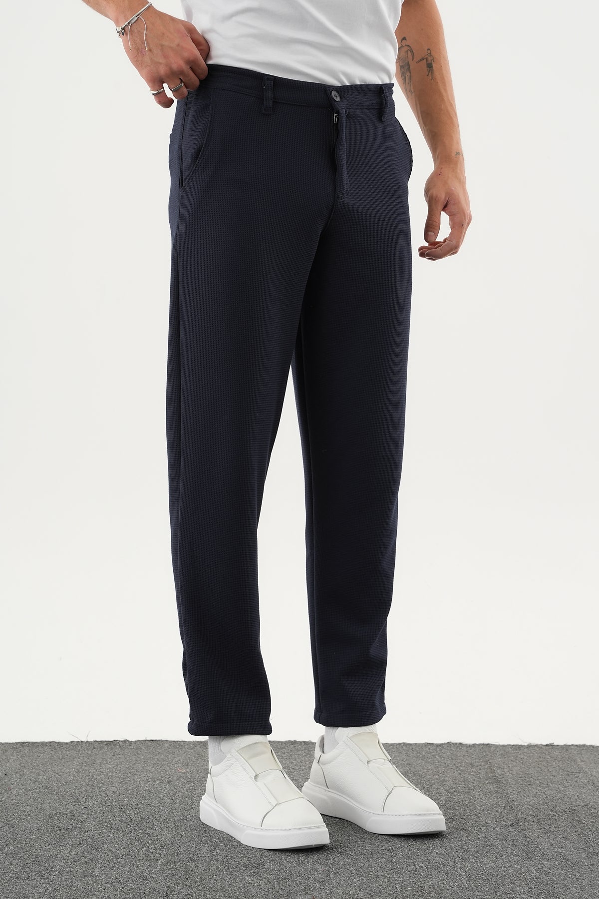 ARDEN Kışlık Kalın Slim Fit Kemerli Erkek Pantolon Lacivert