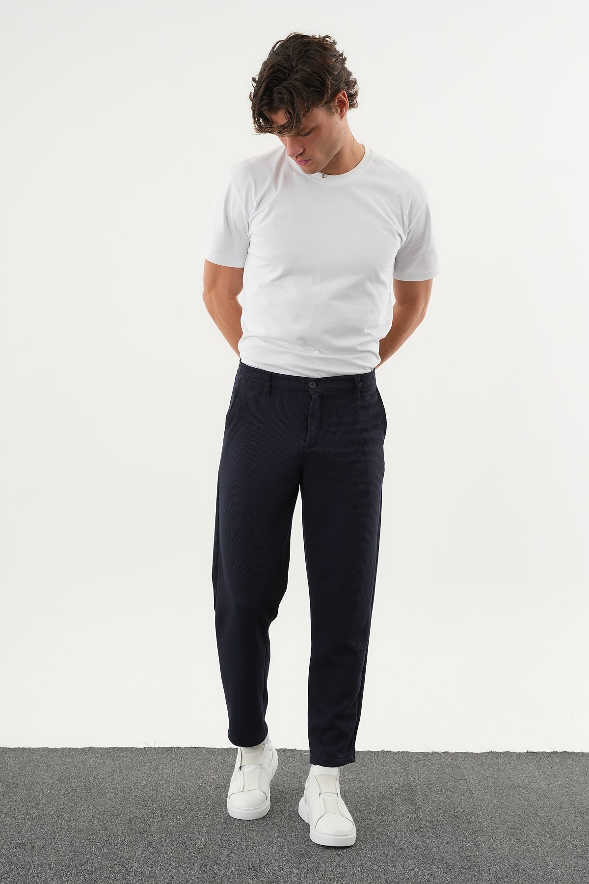 ARDEN Kışlık Kalın Slim Fit Kemerli Erkek Pantolon Lacivert