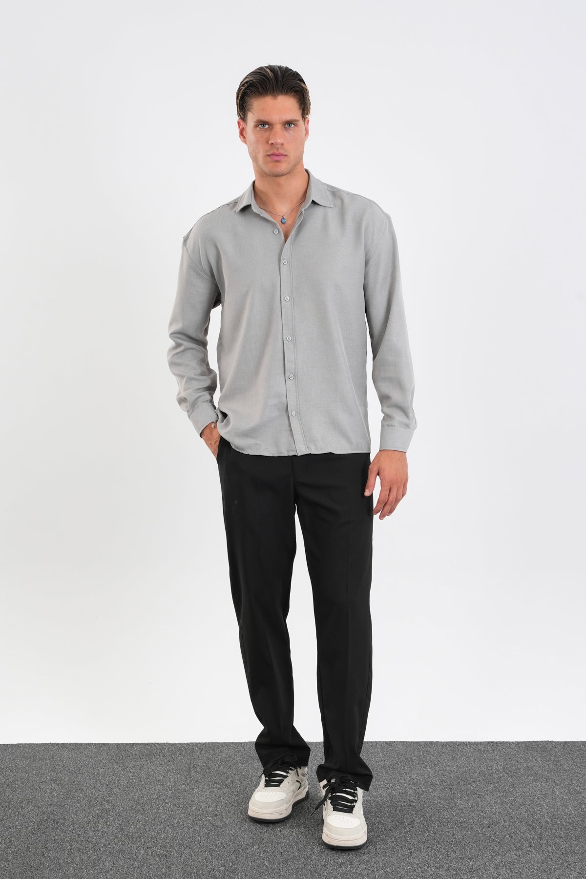 Linel Regular Fit Gömlek Gri - Redline