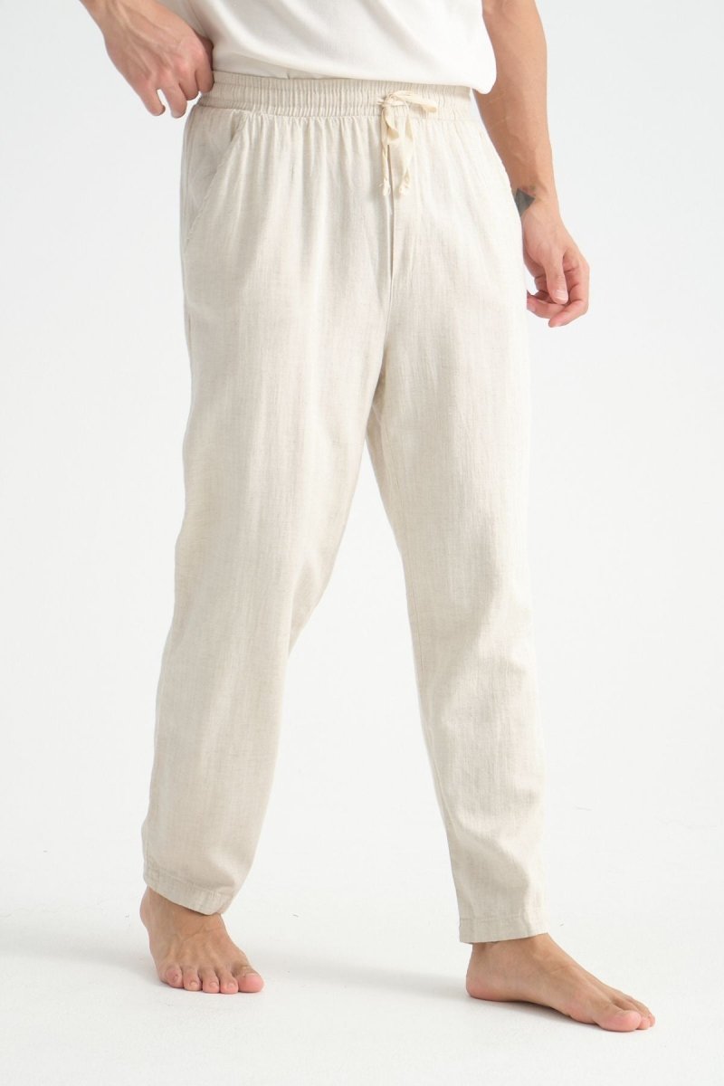 Luxe Baggy Keten Pantolon Bej - Redline
