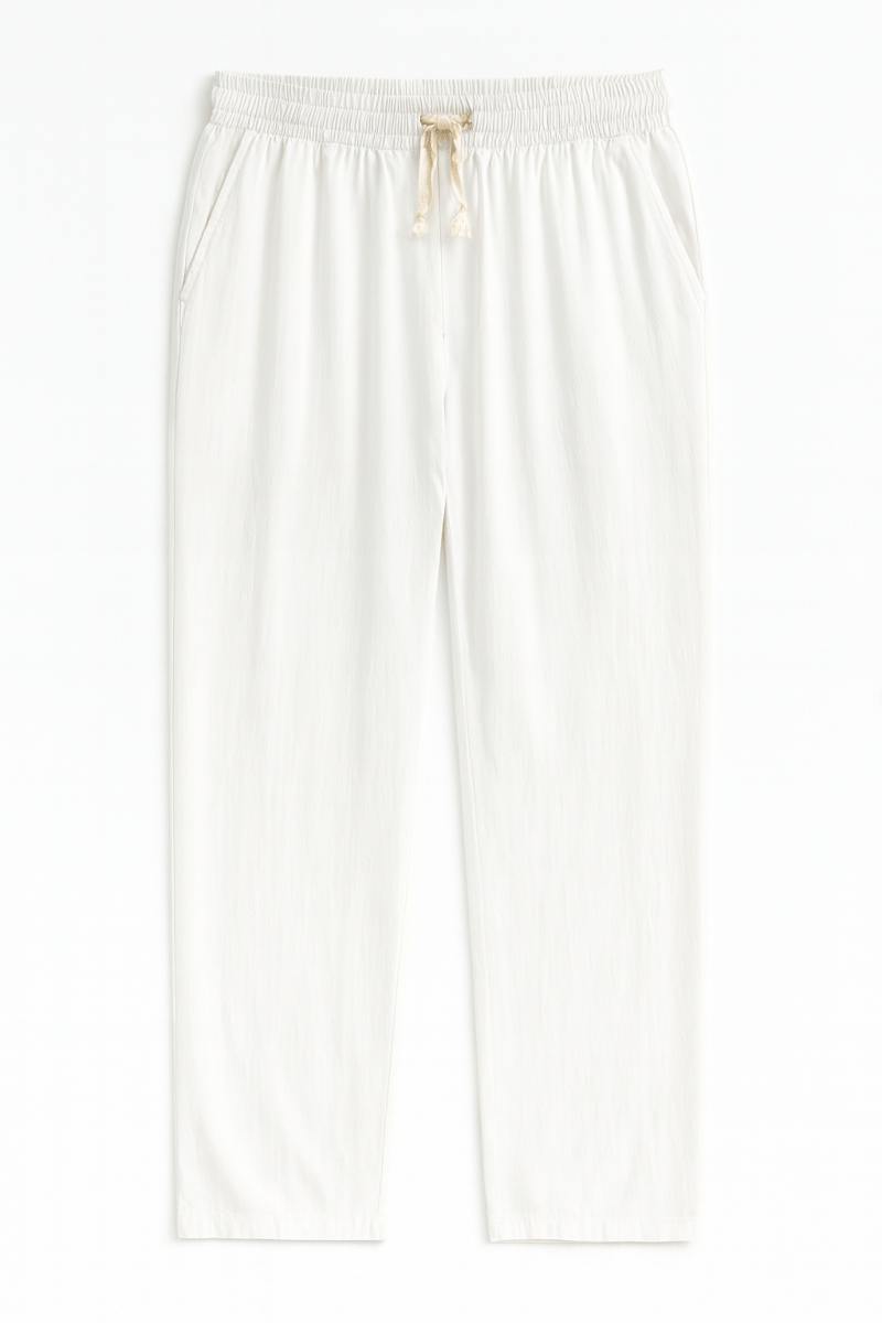 Luxe Baggy Keten Pantolon Beyaz - Redline