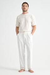 Luxe Baggy Keten Pantolon Beyaz - Redline