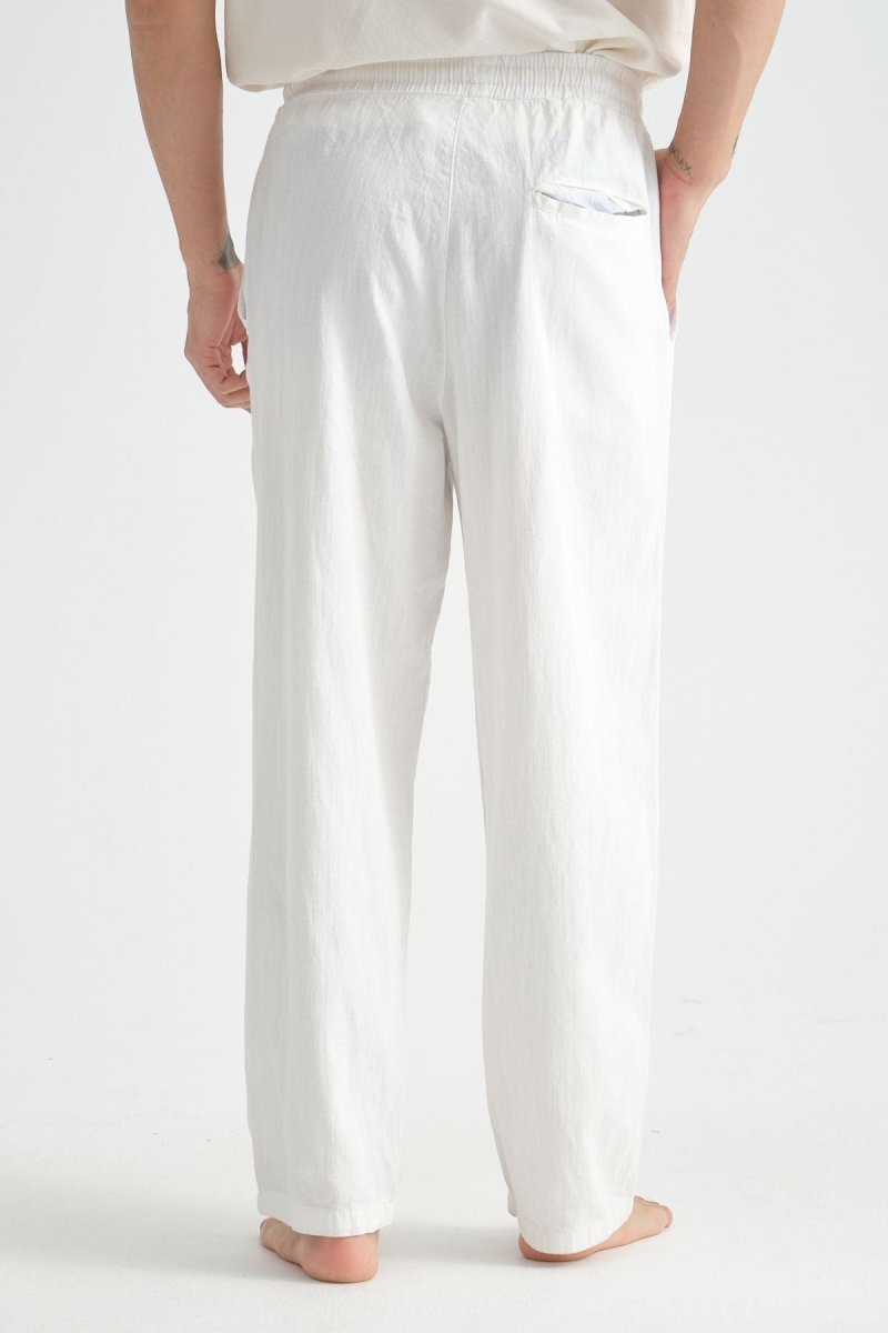 Luxe Baggy Keten Pantolon Beyaz - Redline