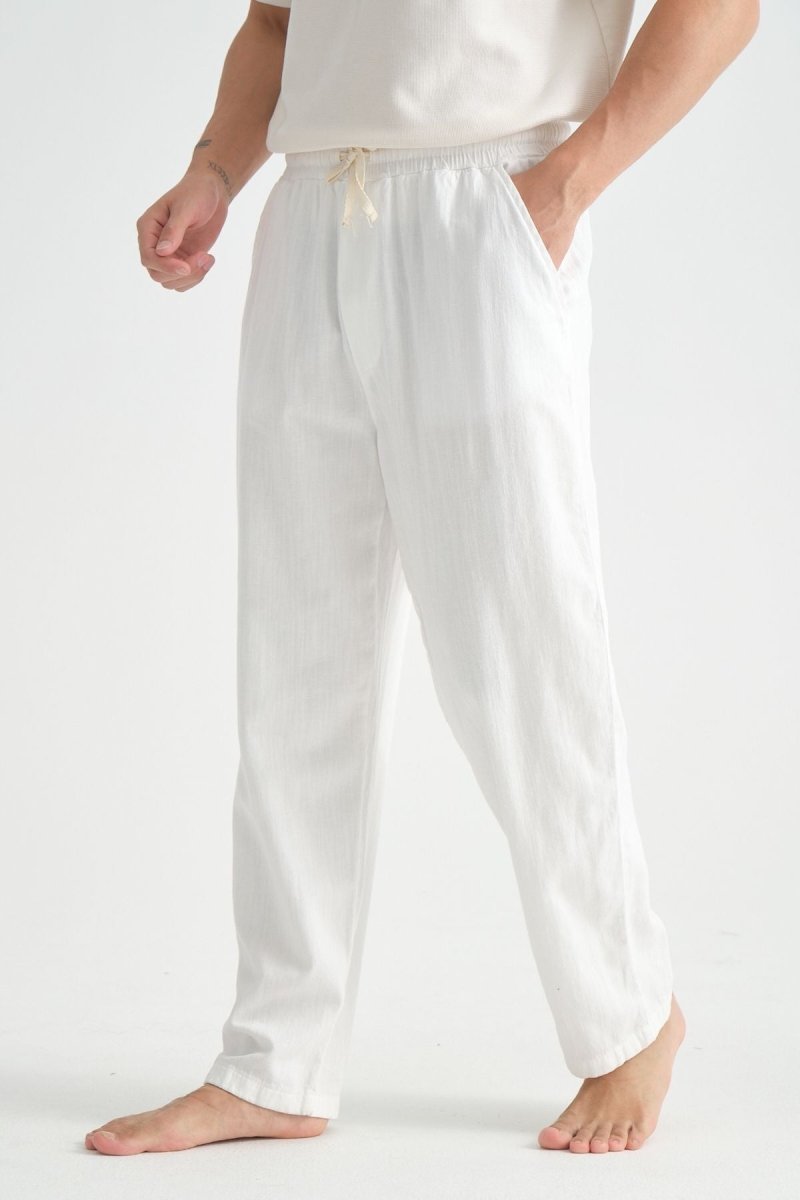 Luxe Baggy Keten Pantolon Beyaz - Redline