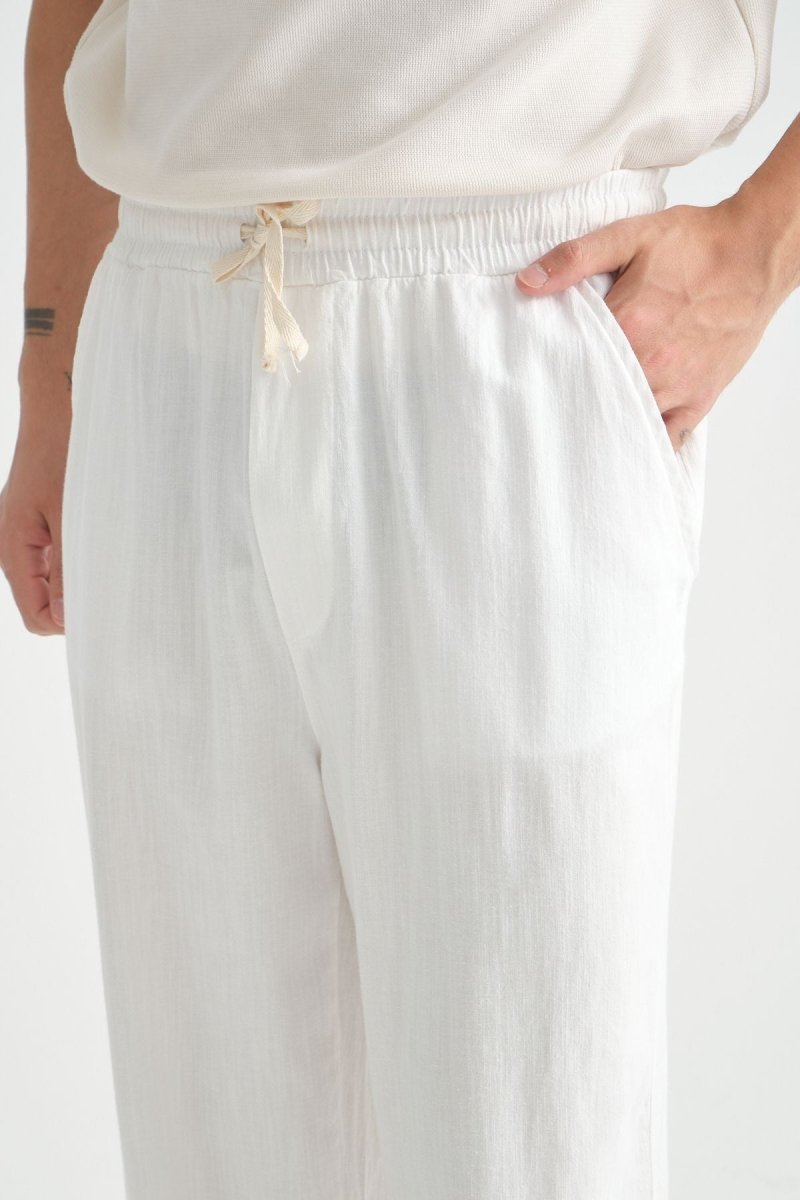 Luxe Baggy Keten Pantolon Beyaz - Redline