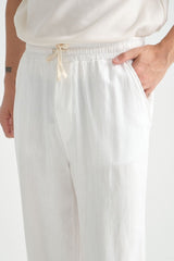 Luxe Baggy Keten Pantolon Beyaz - Redline