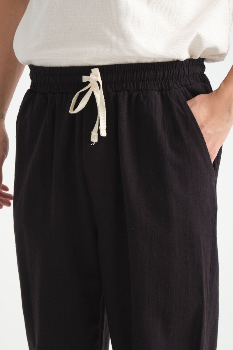 Luxe Baggy Keten Pantolon Siyah - Redline