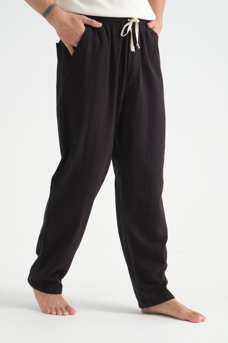 Luxe Baggy Keten Pantolon Siyah - Redline