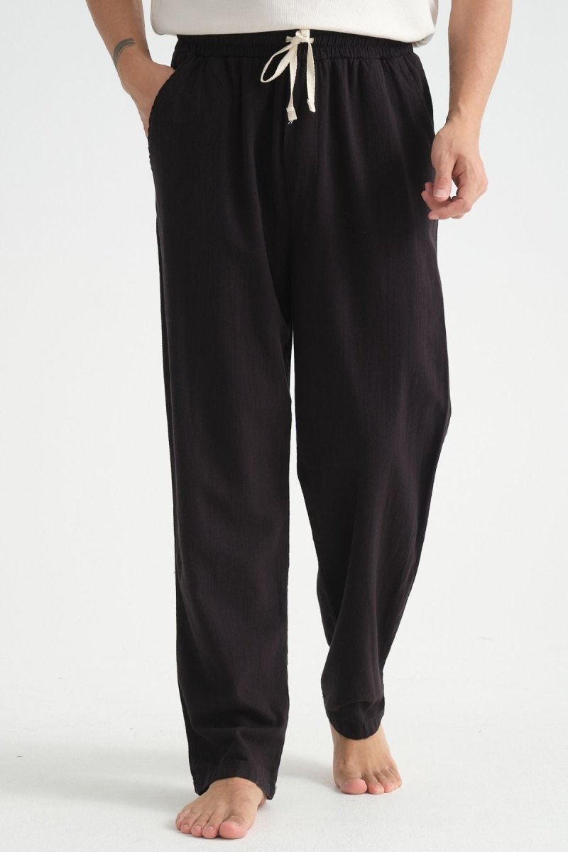 Luxe Baggy Keten Pantolon Siyah - Redline