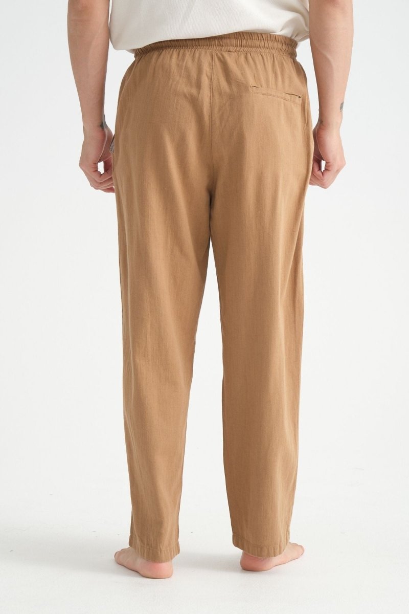 Luxe Baggy Keten Pantolon Taba - Redline