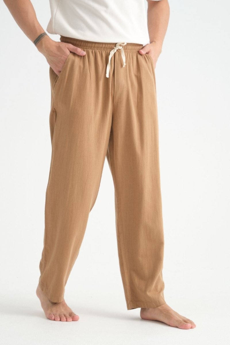 Luxe Baggy Keten Pantolon Taba - Redline